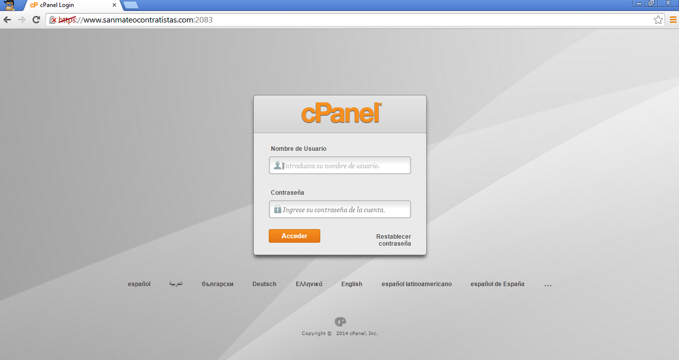 acceso-cpanel-chrome host