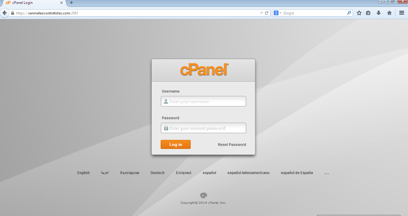 Acceso a cpanel en navegador Mozilla Firefox 4