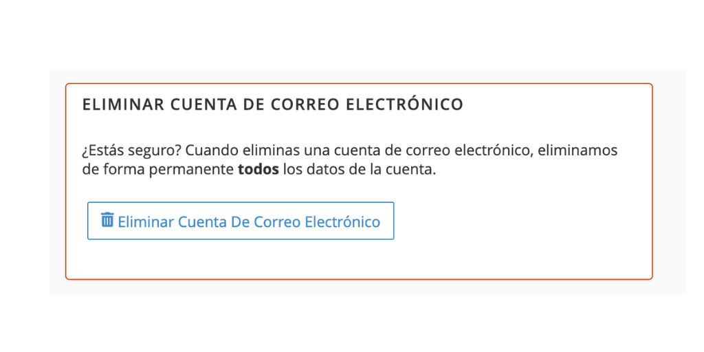 eliminar una cuenta de correo electrónico en cpanel