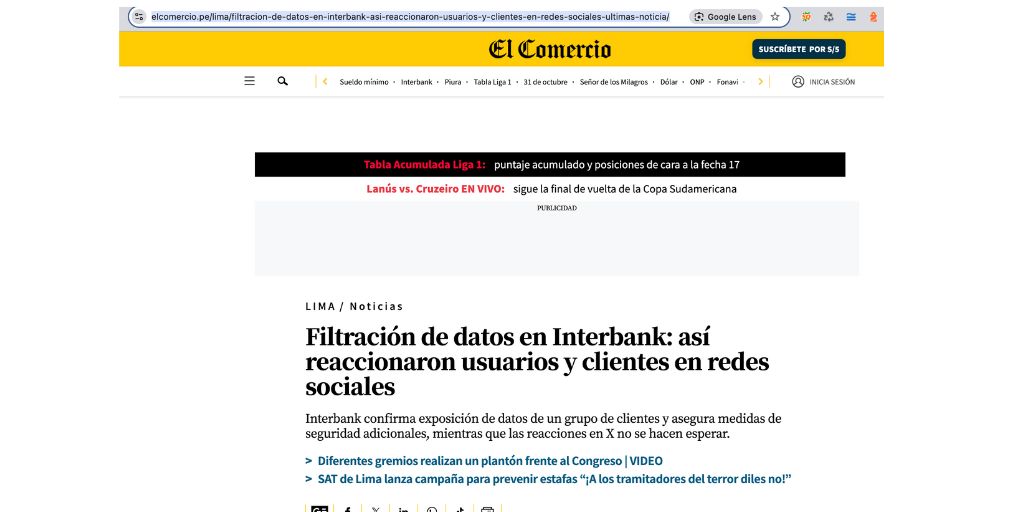 filtracion de datos de clientes de interbank - el comercio